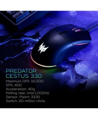 Predator Cestus 330 Gaming Mouse | PixArt 3335 Sensor | Adjustable DPI | 16.8 Million RGB Lighting | NVIDIA Reflex