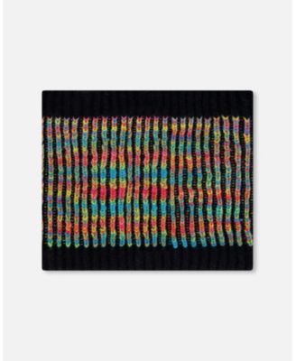 Girl Lined Knit Neckwarmer Black and Multicolor - Toddler|Child