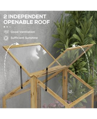 Raised Garden Bed with Wooden Cold Frame, 35.5" x 31.5" x 36"