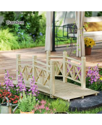 5 ft. Wood Garden Bridge with Safety Handrails Backyard Bridge,