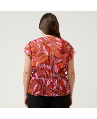 Plus Size Aster Sheer Print Top