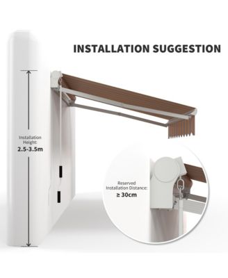 8' x 6.6' Patio Retractable Awning, Manual Sun Shade, Mixed