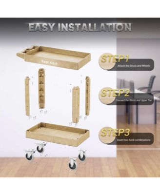2-Tier Rolling Tool Cart with Wheels, Industrial Commercial/ Service Tool Cart, PP