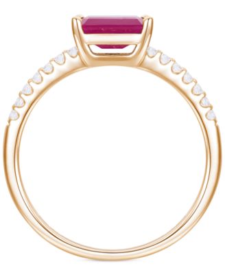 Ruby (1 ct. t.w.) & Diamond (1/4 ct. t.w.) Double Row Ring in 14k Gold (Also in Emerald & Sapphire)