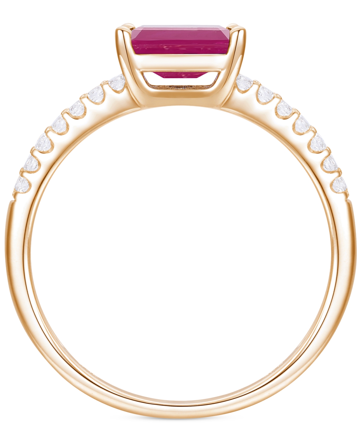 Macy's Ruby (1 Ct. T.w.) & Diamond (1/4 Ct. T.w.) Double Row Ring In 14k Gold (also In Emerald & Sapphire) In Gold