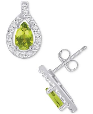 Amethyst (3/4 ct. t.w.) & Diamond (1/4 ct. t.w.) Halo Stud Earrings in 10k White Gold (Also Available in Additional Gemstones)