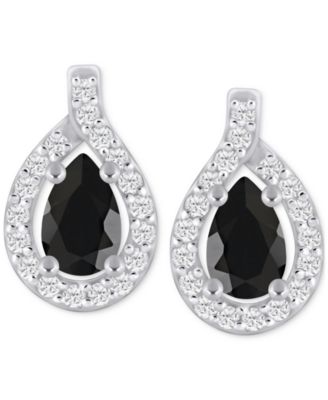 Amethyst (3/4 ct. t.w.) & Diamond (1/4 ct. t.w.) Halo Stud Earrings in 10k White Gold (Also Available in Additional Gemstones)