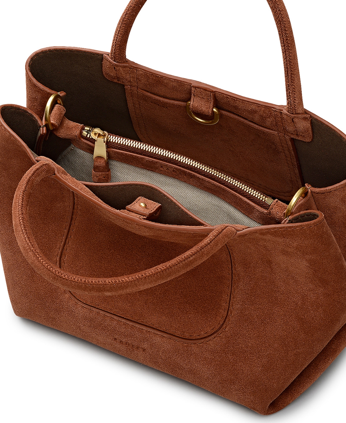 Radley London The Compton Suede Small Zip Top Grab Bag In Brown
