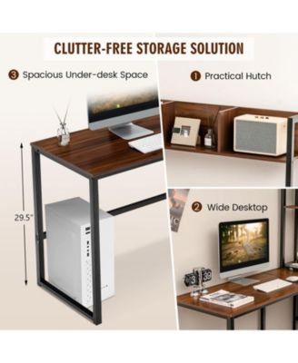 Industrial L-Shaped Desk Bookshelf 55 Inch Corner Computer Gaming Table