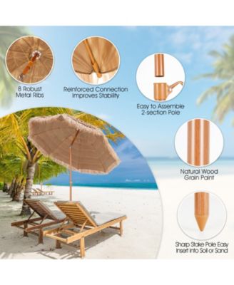7.2 Feet Patio Thatched Tiki Umbrella Hawaiian Hula Beach Umbrella