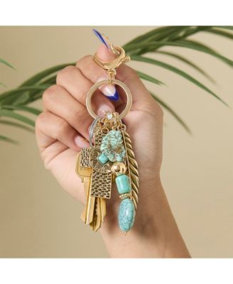 Turquoise Bead Keychain with Charms