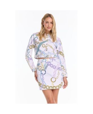 Women's Monaco Denim Skirt - Chain Print