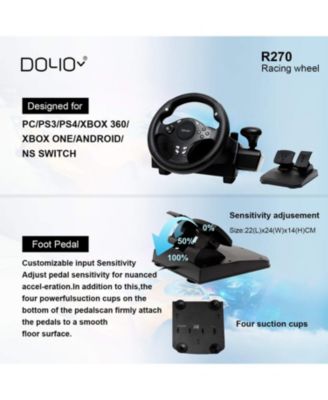 PC Racing Wheel with Pedals & Shifter – 270° Rotation, Dual Vibration, Compatible with PS4, Xbox One, Xbox Series X|S, PS3, Switch & Android