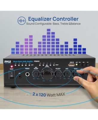 Stereo Power Amplifier - Compact Audio Amp with MP3/USB Reader (2 x 120 Watt)