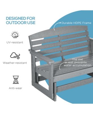 Patio Glider Bench w/ HDPE Slatted Double Rocking Chair,