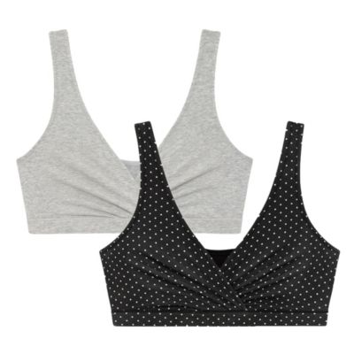 Maternity Motherhood Cotton Wrap Front Nursing Sleep Bralette, 2-Pack