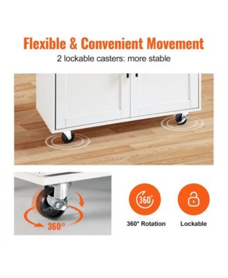 Kitchen Cart with Wood Top, Storage Cabinet, Drop Leaf, and Rolling Wheels