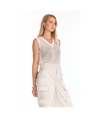 Women's Addison Sequin Crochet Top - Pearl