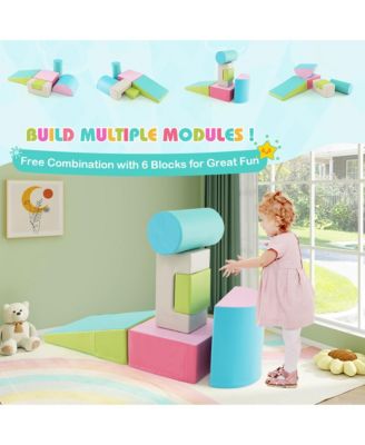 Toddler 6 PCS Climber Play Set Indoor Foam Climb & Crawl Activity Blocks w/ Cover Multicolor