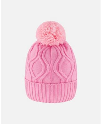 Girl Lined Knit Pompom Hat Pink - Toddler|Child