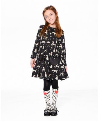 Girl Knit Tights Black with Dalmatian Pattern - Toddler|Child