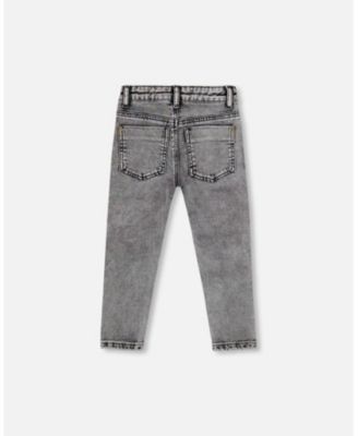Boy French Terry Black Denim Pants with Contrasting Patch - Child