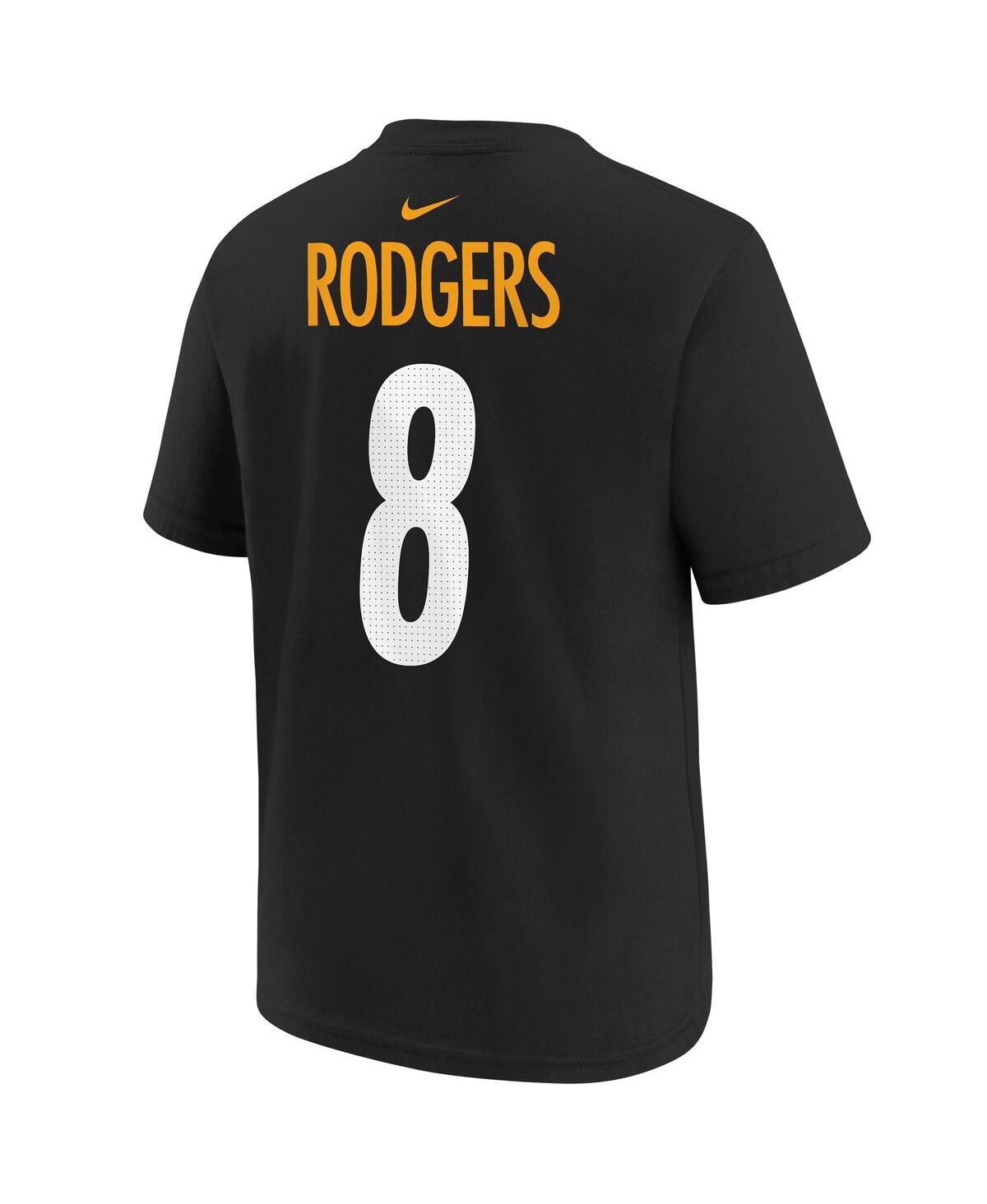 Outerstuff Big Boys And Girls Aaron Rodgers Black Pittsburgh Steelers Player Name Number T-shirt In Black
