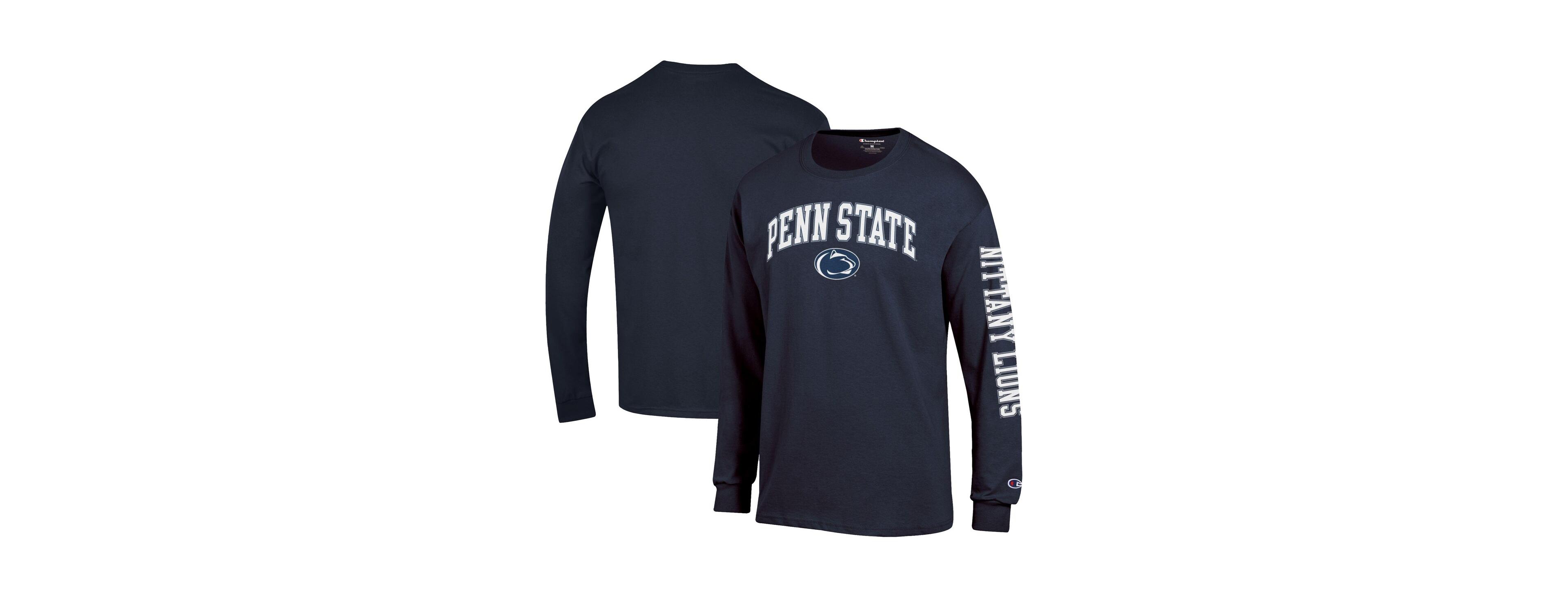 Champion Men's Navy Penn State Nittany Lions Arch Over Logo 2-Hit Long Sleeve T-Shirt