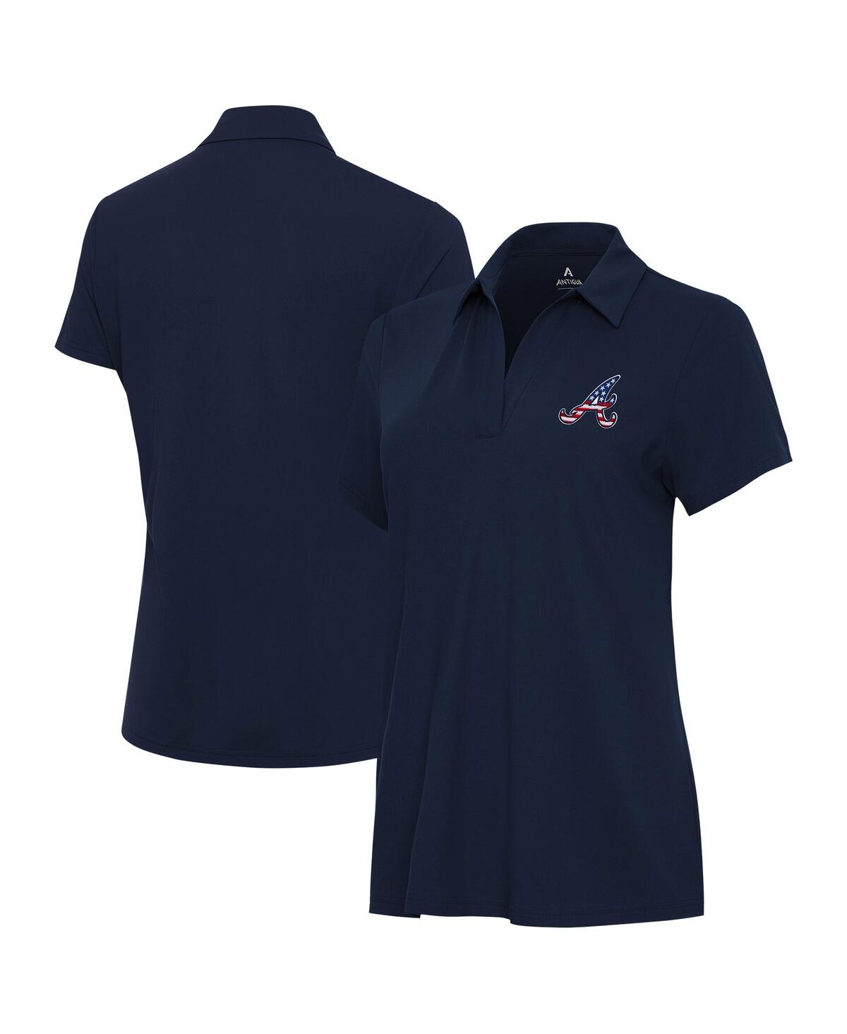 Women's Navy Atlanta Braves Independence Day Patriotic Logo Era Polo Shirt - Navy