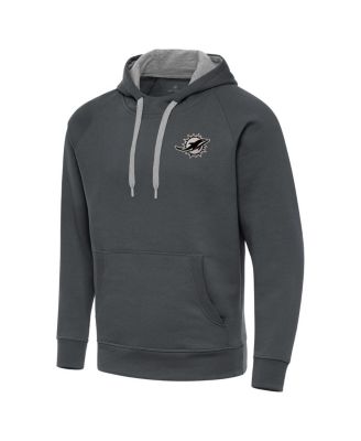 Men's Charcoal Miami Dolphins Brushed Carbon Victory Pullover Hoodie
