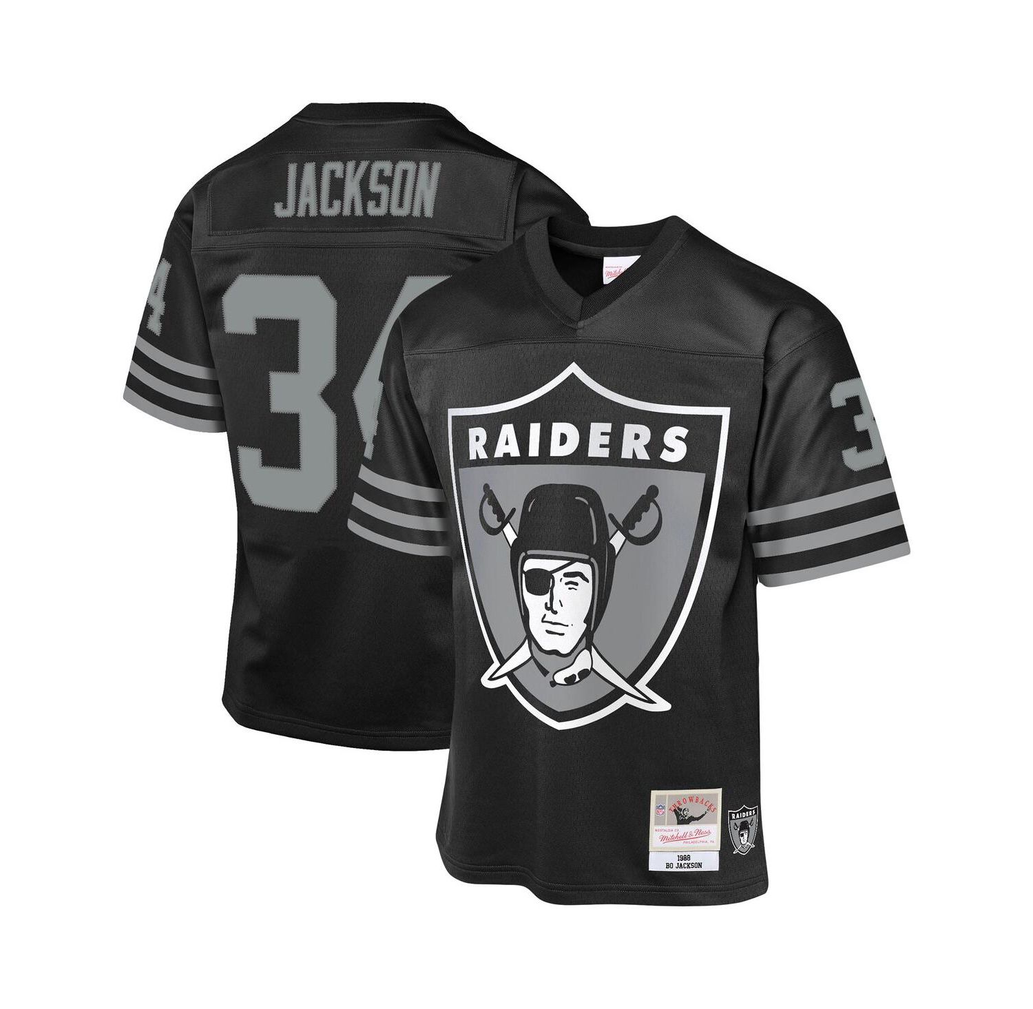 Big Boys and Girls Bo Jackson Black Las Vegas Raiders 1988 Throwback Fashion Jersey