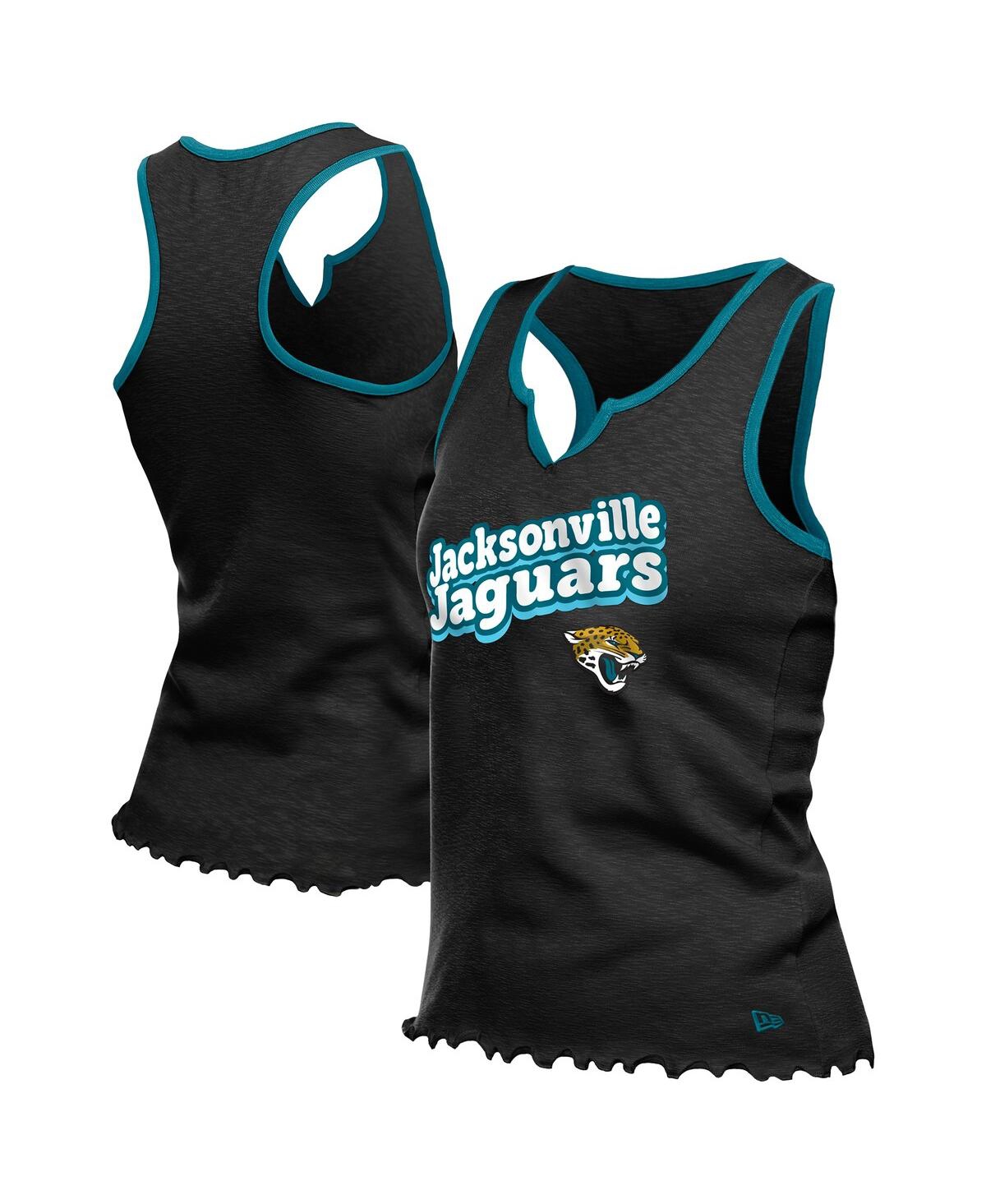 Women'sÂ Black Jacksonville Jaguars Lettuce Hem Notch Neck Tri-Blend Tank Top - Black