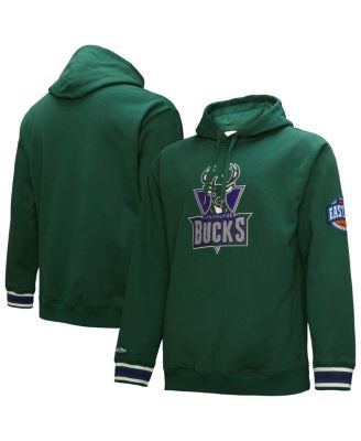 Men's Hunter Green Milwaukee Bucks Hardwood Classics Chainstitch&nbsp;Vintage Heavyweight Pullover Hoodie