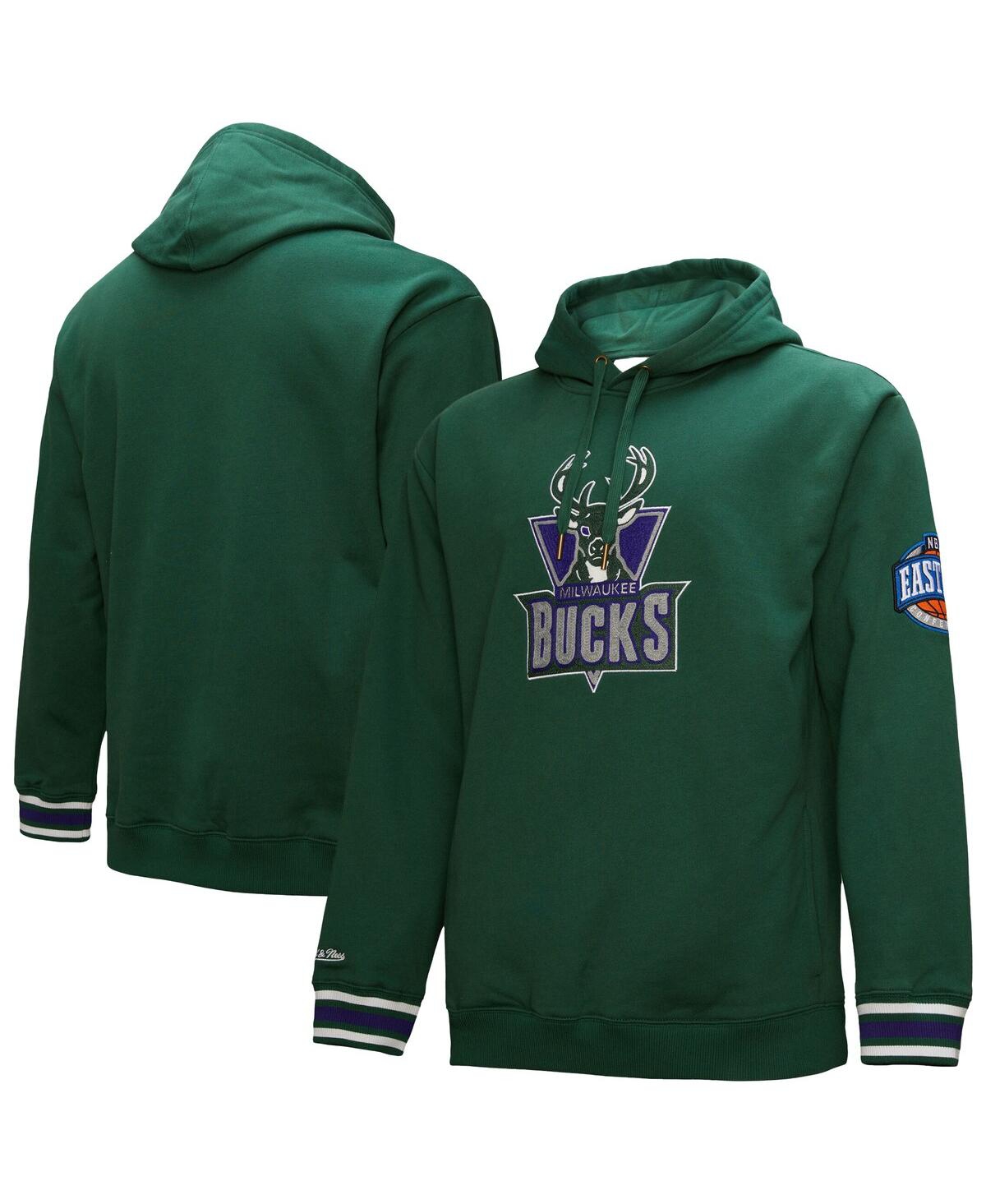 Men's Hunter Green Milwaukee Bucks Hardwood Classics ChainstitchÂ Vintage Heavyweight Pullover Hoodie - Hunter Green