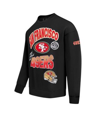 Men's Black San Francisco 49ers Turn It Up Drop Shoulder Pullover Sweatshirt