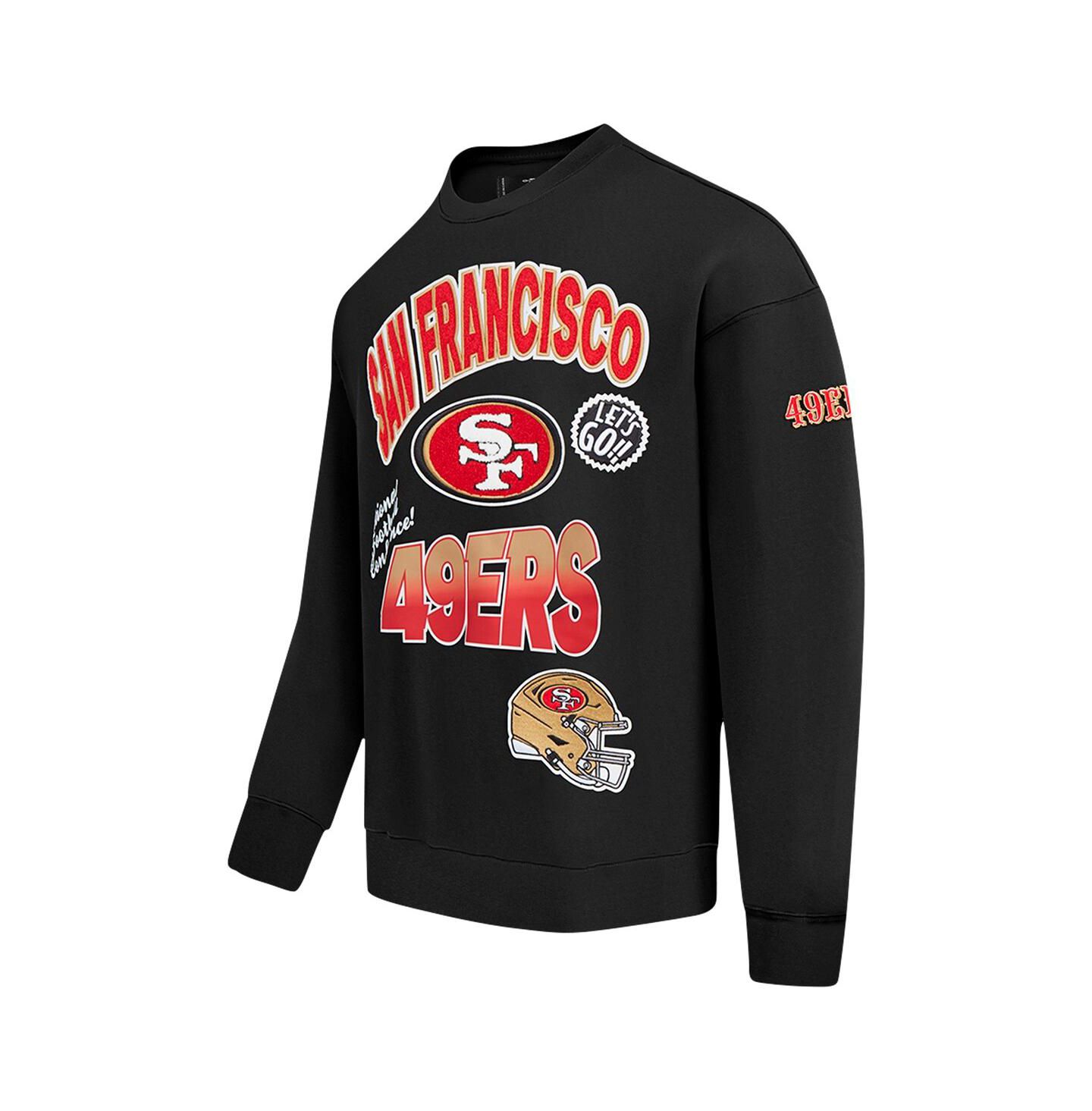 Мужские толстовки Pro Standard Black San Francisco 49ers Turn It Up Drop Shoulder Pullover — фото 5