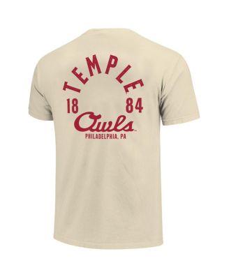 Men's Cream Temple Owls Comfort Colors Mascot Overlay T-Shirt