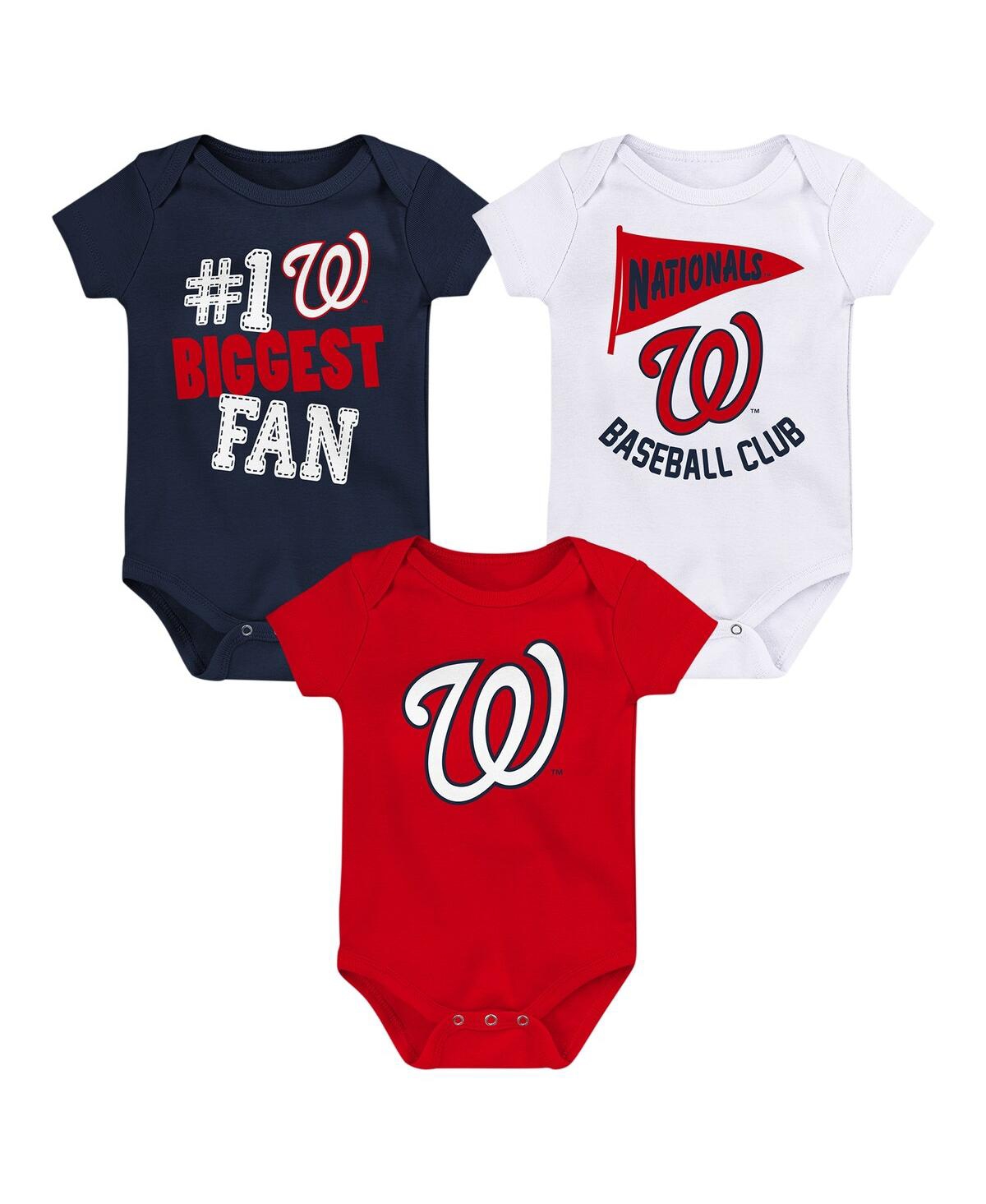 Outerstuff Baby Boys And Girls 3-pack Washington Nationals Fan Pennant Bodysuit Set In Multi