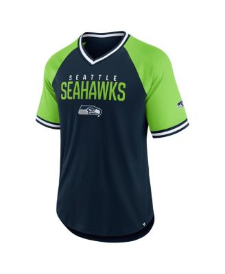 Men's College Navy/Neon Green Seattle Seahawks Hashmark Raglan&nbsp;T-Shirt