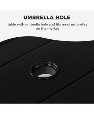 3-Section Iron Dining Table,Multi Functional Design,With Fixed Sunshade Umbrella Hole