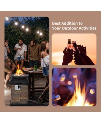 30" Stone-Look Fire Column - 40K BTU, Hidden Tank Design