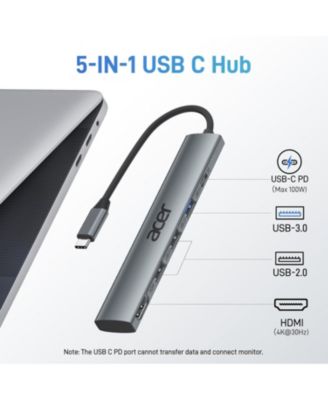 5-in-1 USB-C Hub with 4K HDMI, 100W Power Delivery, 3 USB Ports, and USB-C to HDMI Multiport Adapter for Laptops, PCs, Tablets, MacBook, iPad, iPhone 15/16 Pro/Pro Max