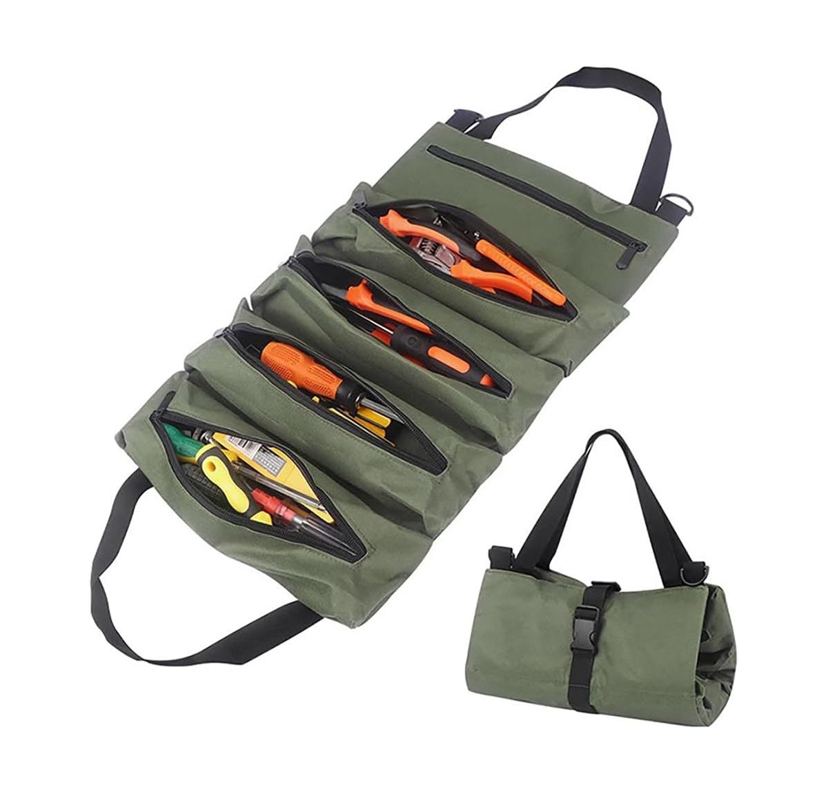Xdovet Tool Bag Roll Up,Heavt Duty Tool Organizer Portable Tool Storage Bags Waterproof Oxford Cloth-Zipper Pouch for Men Mechanic, Electricians, Repa