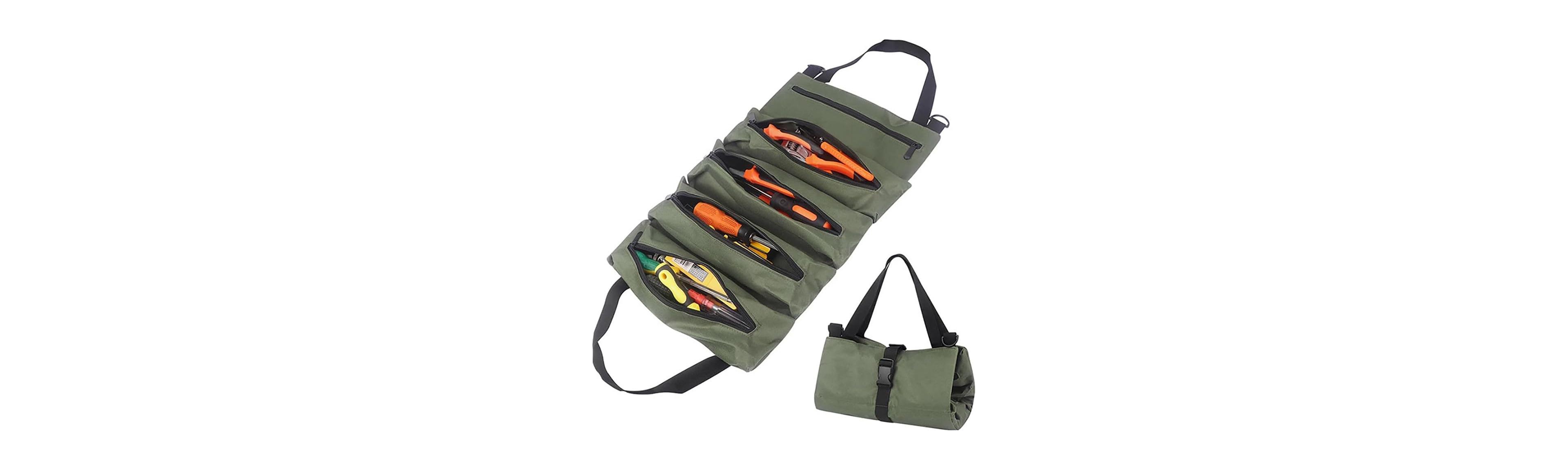 Xdovet Tool Bag Roll Up,Heavt Duty Tool Organizer Portable Tool Storage Bags Waterproof Oxford Cloth-Zipper Pouch for Men Mechanic, Electricians, Repa