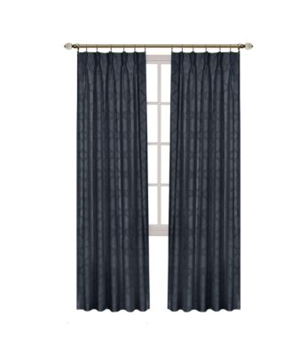 2 Pack Windsor Pinch Pleat/Rod Pocket/Back Tab Quatrefoil Window Curtain Panels - 63 in. Long - Navy