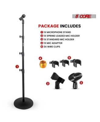Mic Stand Floor Pair Adjustable Heavy Weight Microphone Stands Round Base