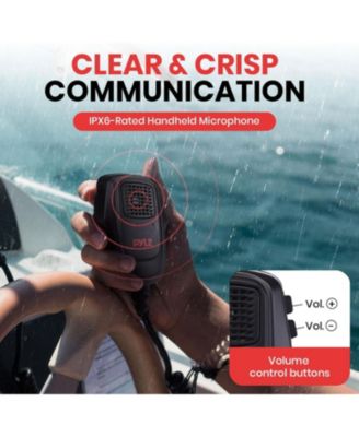 Dual 6.5” Waterproof Marine Speaker Kit with Wireless BT Receiver & Handheld Microphone for Onboard Audio System