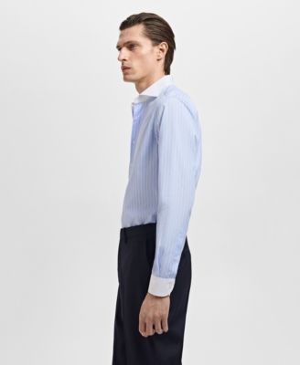 Men's Striped-Print Slim-Fit Dress Shirt
