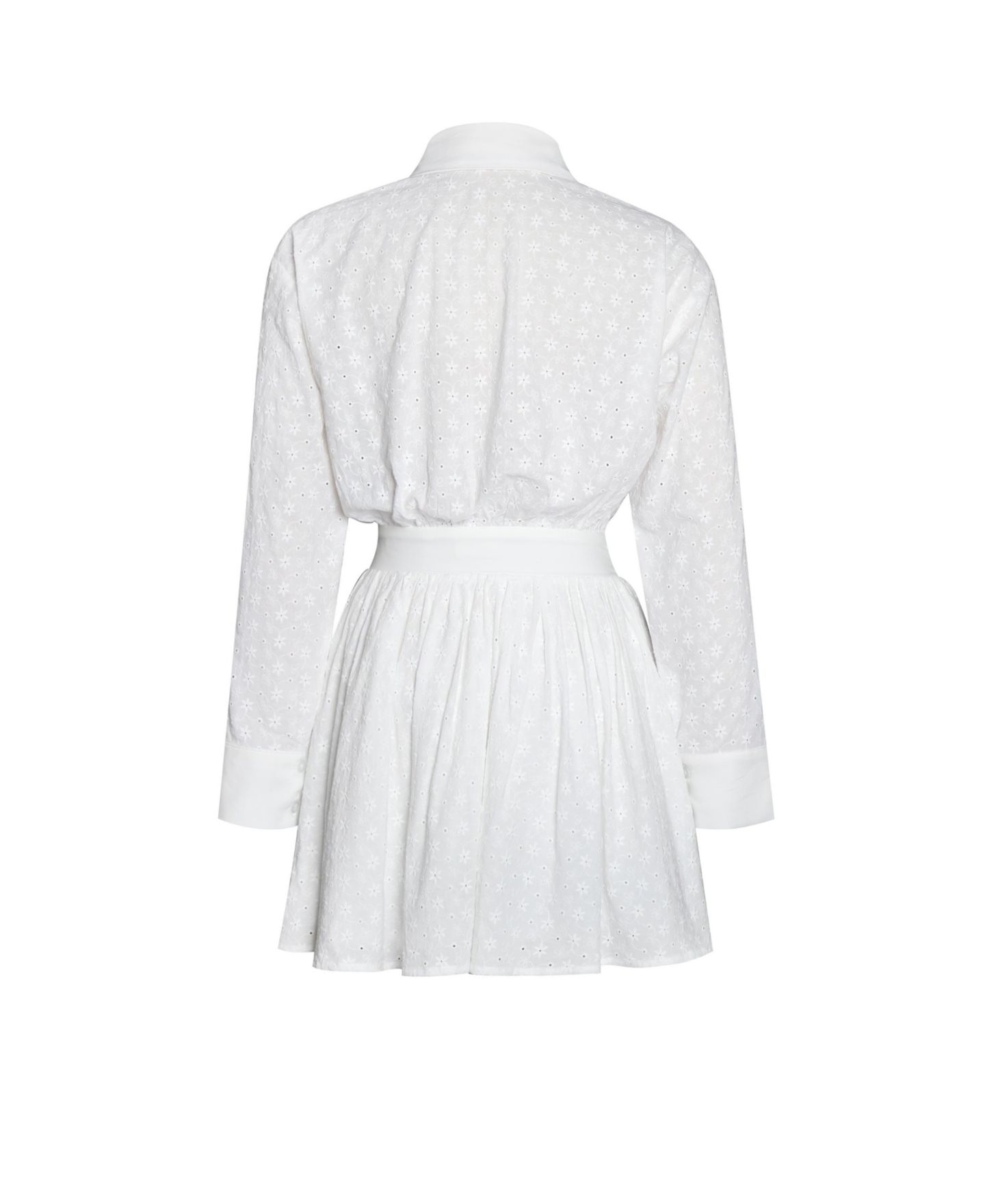Женское платье Miss Circle Gabriella White Cotton Eyelet Button Up Long Sleeve Shirt Dress, цвет: Белый — фото 11