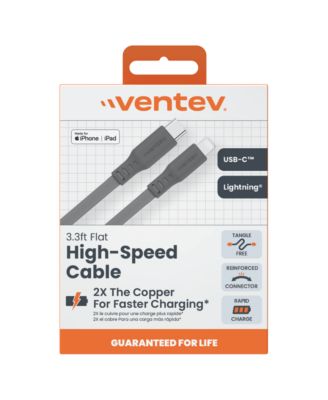 Flat USB-C to Apple Lightning High Speed Tangle-Free 3 Foot Cable